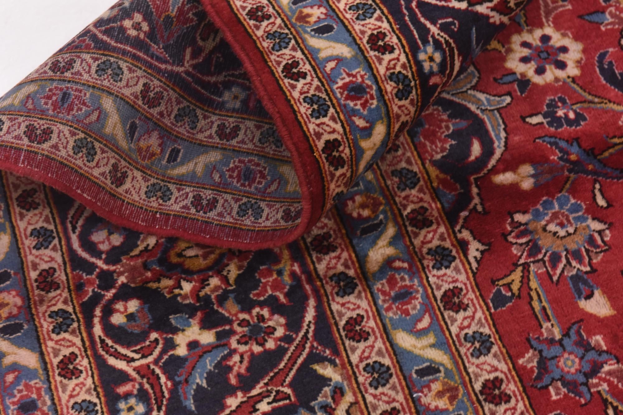 9' 7 x 13' 3 Hand Knotted Kashan Persian Wool Rug