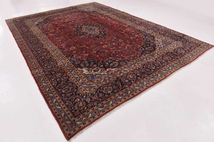 9' 7 x 13' 3 Hand Knotted Kashan Persian Wool Rug