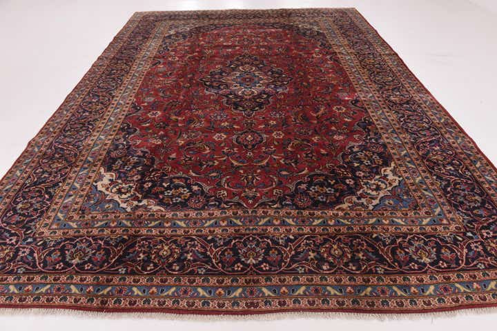 9' 7 x 13' 3 Hand Knotted Kashan Persian Wool Rug