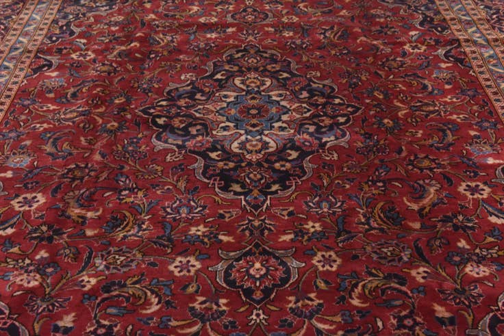 Detail image of 9' 7 x 13' 3 Hand Knotted Kashan Persian Wool Rug