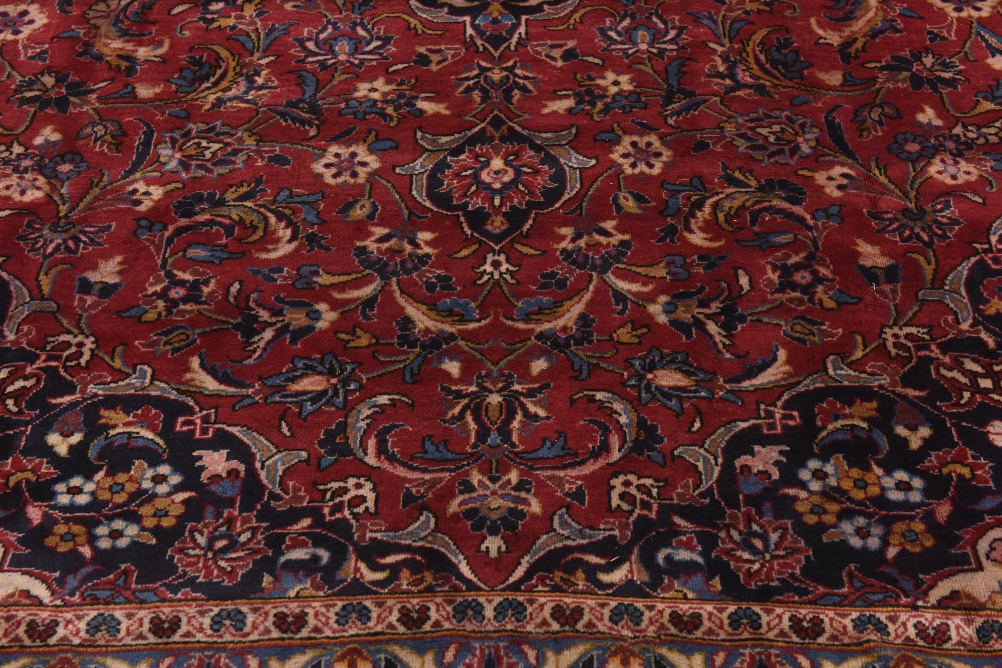 9' 7 x 13' 3 Hand Knotted Kashan Persian Wool Rug