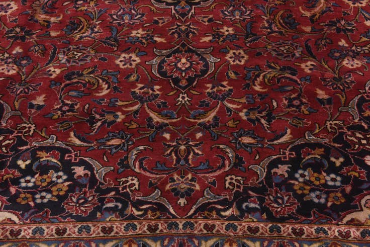 Detail image of 9' 7 x 13' 3 Hand Knotted Kashan Persian Wool Rug