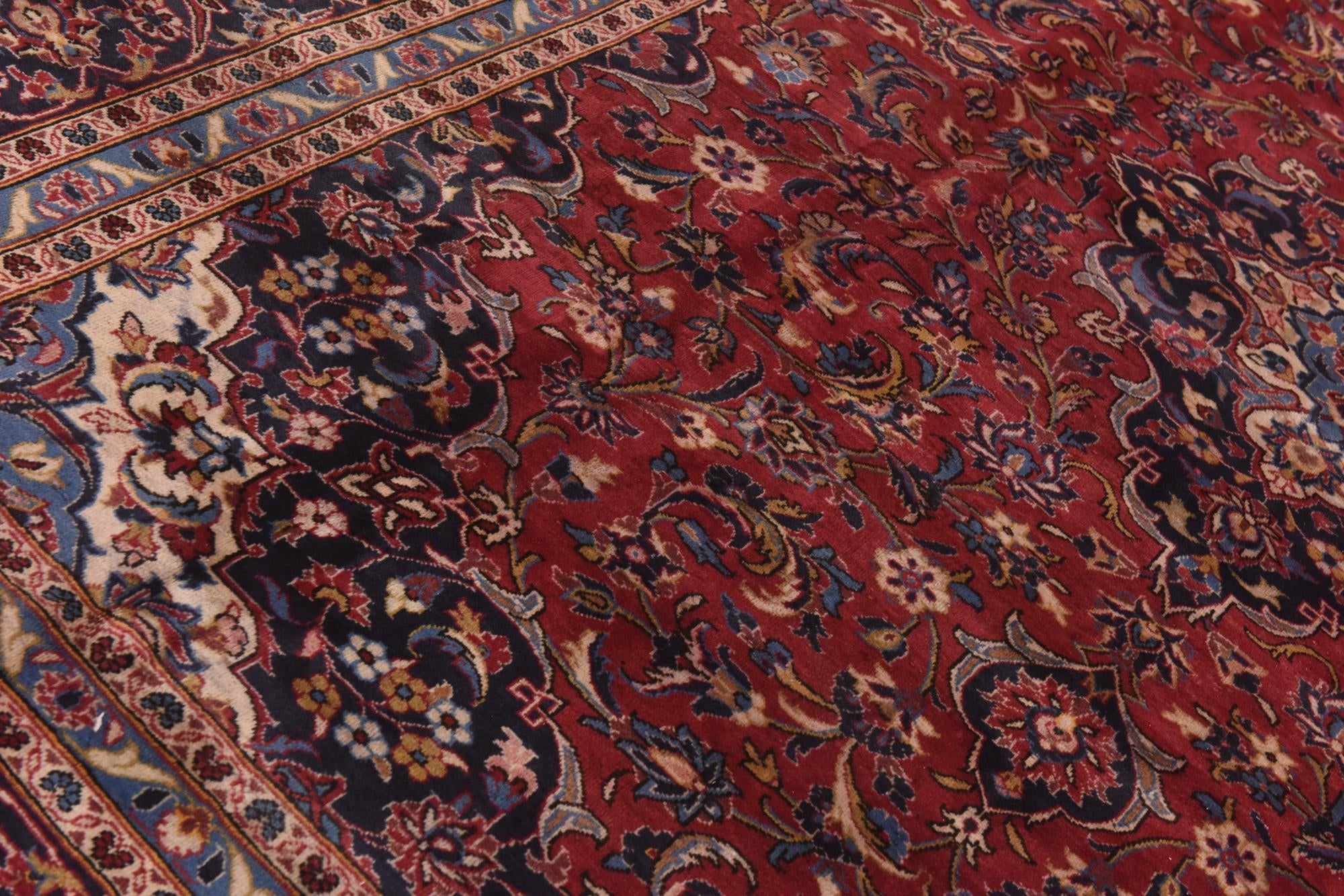 9' 7 x 13' 3 Hand Knotted Kashan Persian Wool Rug