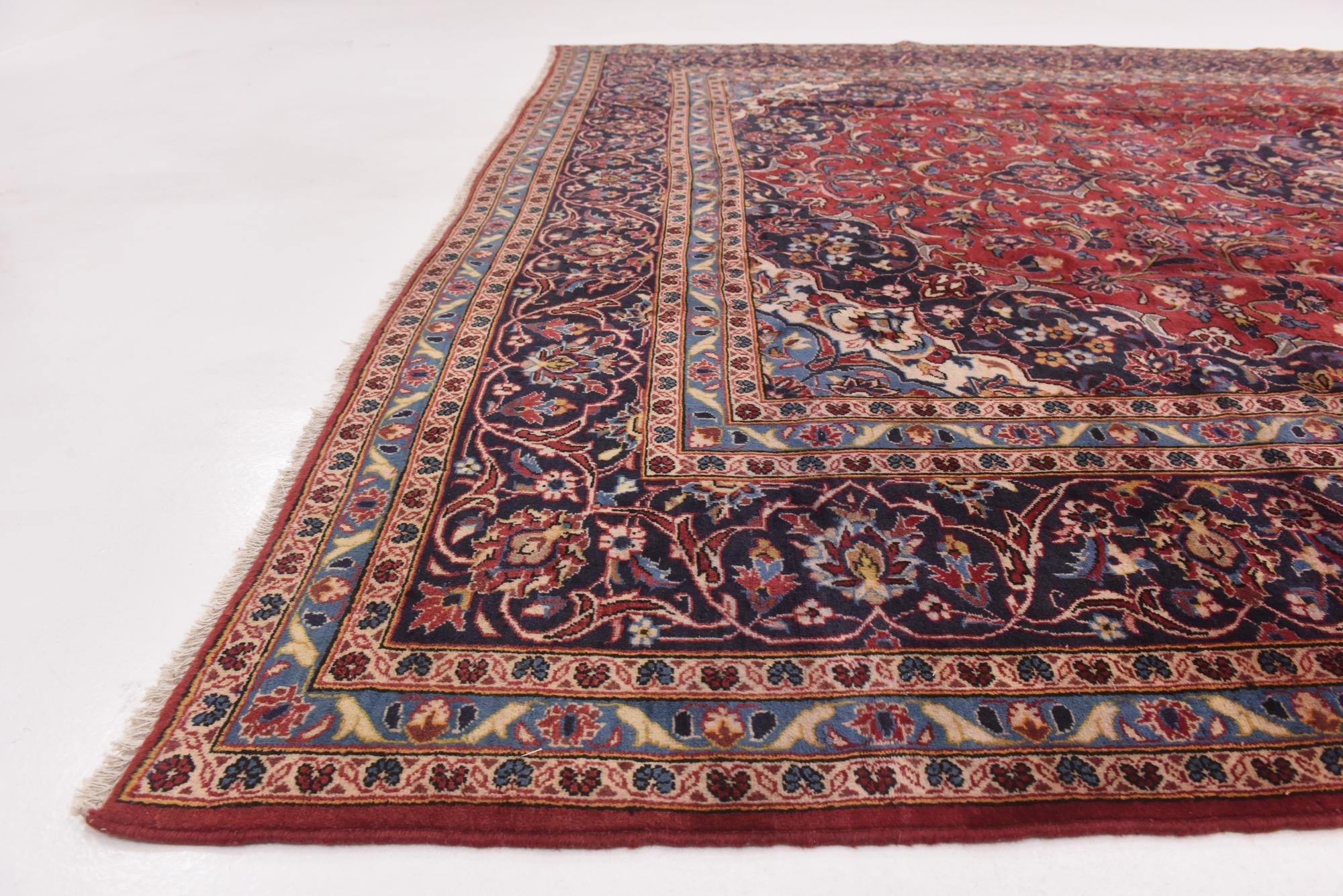 9' 7 x 13' 3 Hand Knotted Kashan Persian Wool Rug