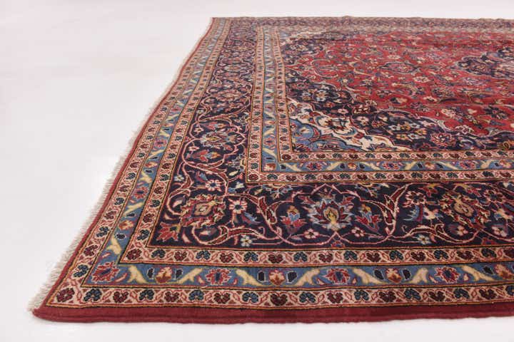 9' 7 x 13' 3 Hand Knotted Kashan Persian Wool Rug