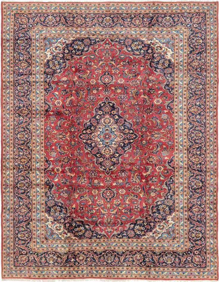 Detail image of 9' 7 x 13' 3 Hand Knotted Kashan Persian Wool Rug