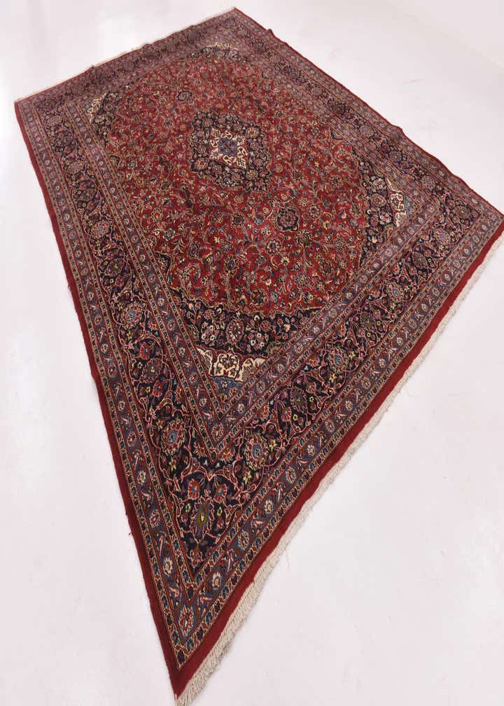 9' 9 x 12' 6 Hand Knotted Kashan Persian Wool Rug