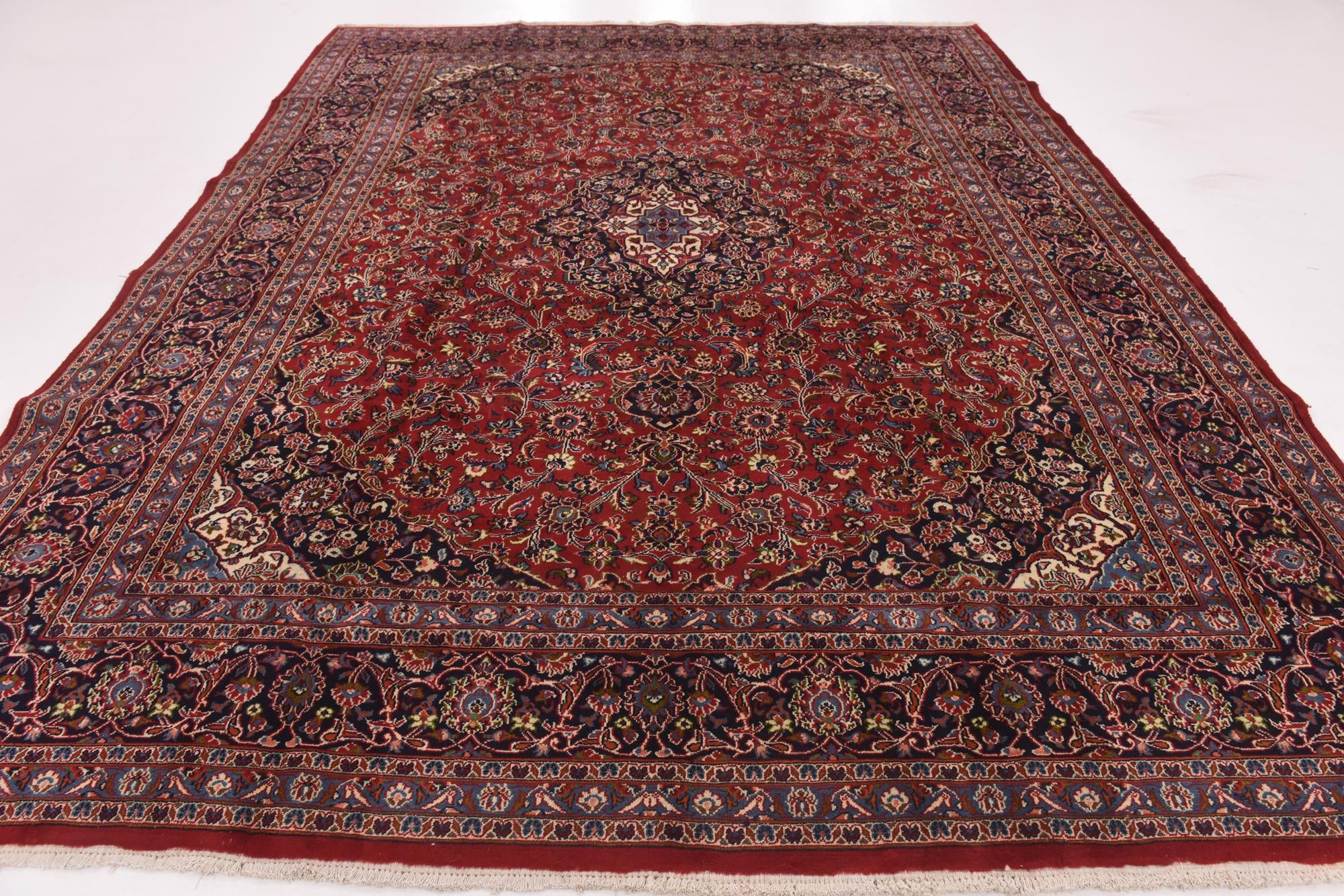 9' 9 x 12' 6 Hand Knotted Kashan Persian Wool Rug