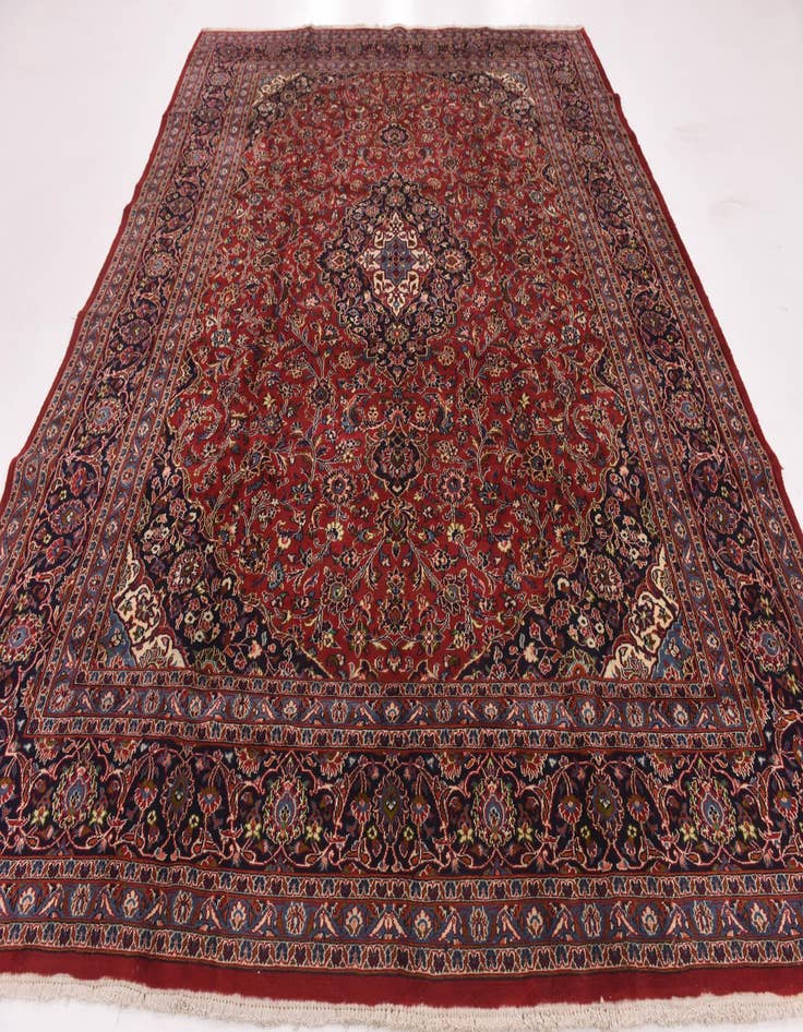 Detail image of 9' 9 x 12' 6 Hand Knotted Kashan Persian Wool Rug