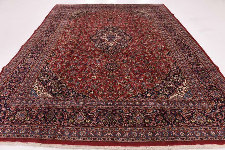 9' 9 x 12' 6 Hand Knotted Kashan Persian Wool Rug