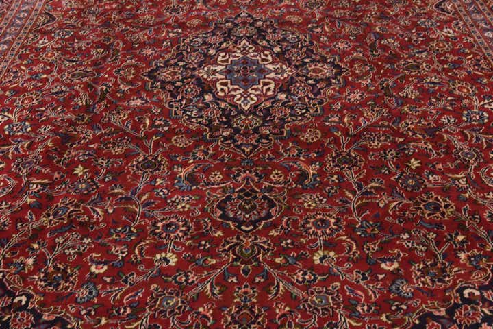 9' 9 x 12' 6 Hand Knotted Kashan Persian Wool Rug