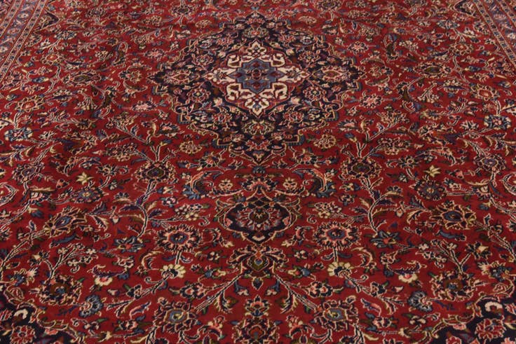 Detail image of 9' 9 x 12' 6 Hand Knotted Kashan Persian Wool Rug
