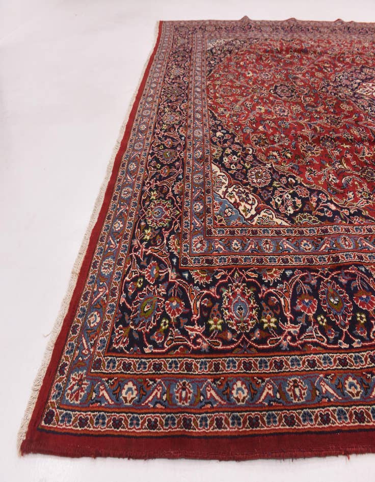 Detail image of 9' 9 x 12' 6 Hand Knotted Kashan Persian Wool Rug
