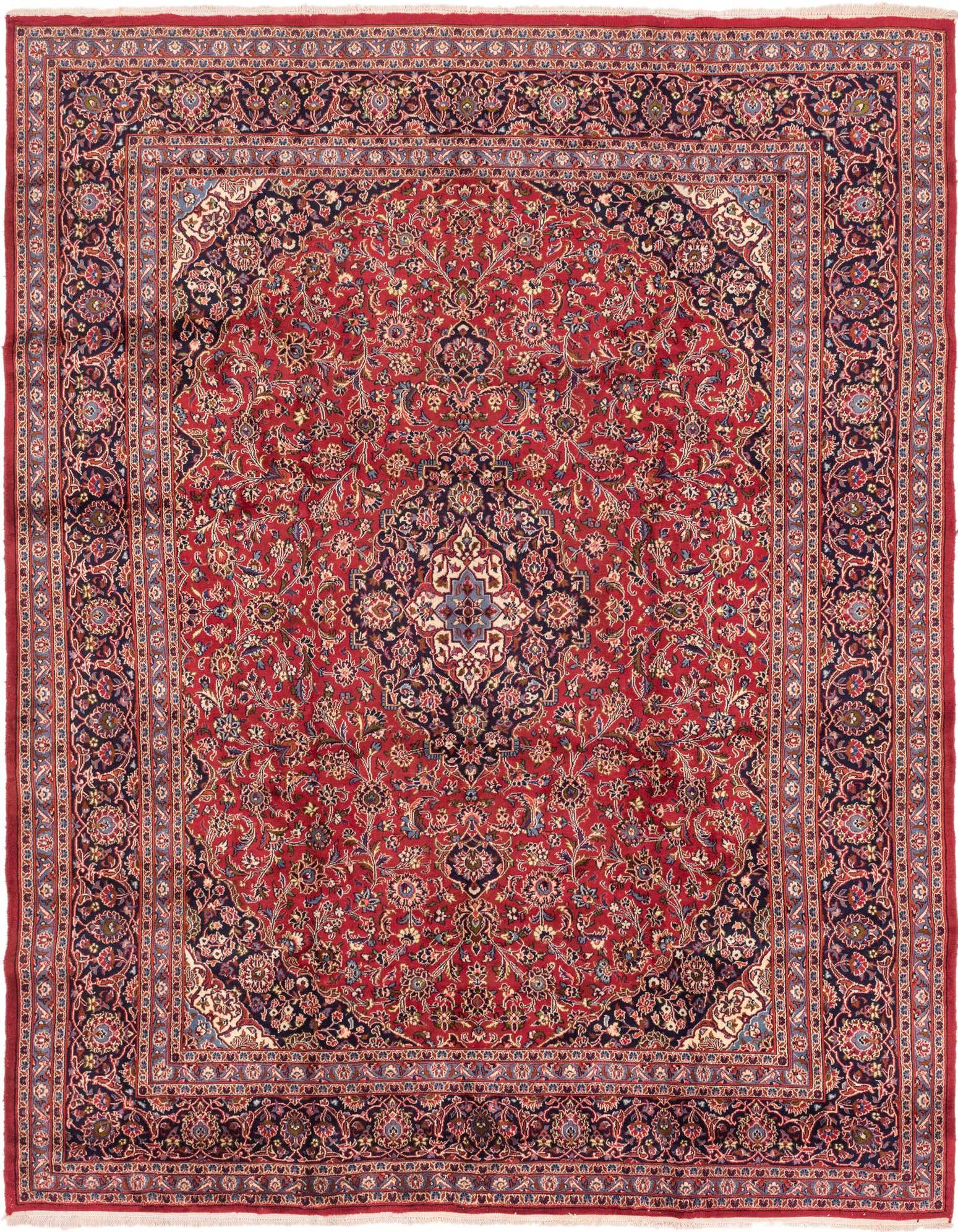 9' 9 x 12' 6 Hand Knotted Kashan Persian Wool Rug