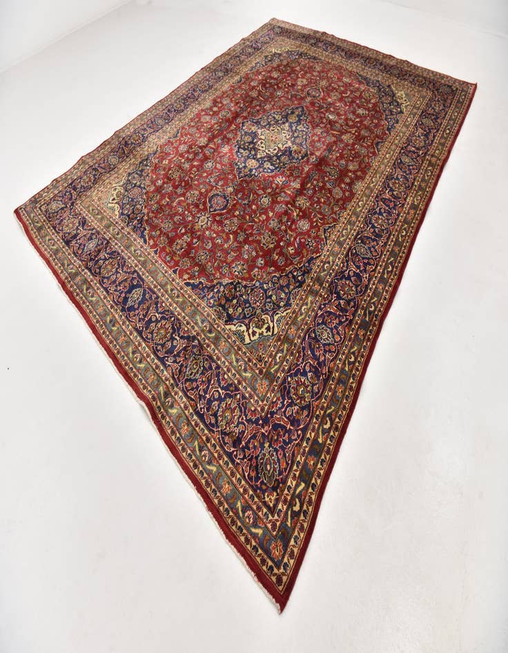 Detail image of 9' 6 x 13' Hand Knotted Kashan Persian Wool Rug