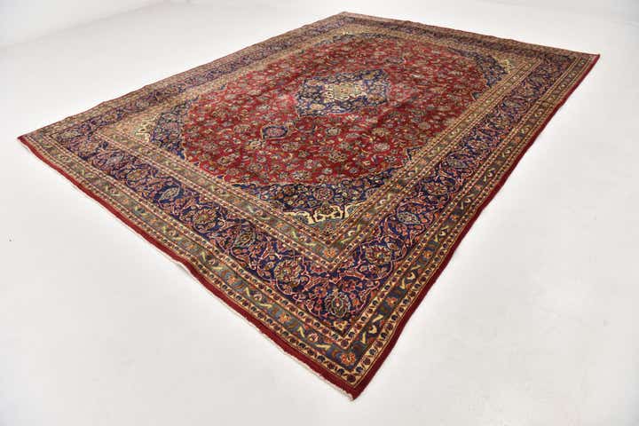 9' 6 x 13' Hand Knotted Kashan Persian Wool Rug