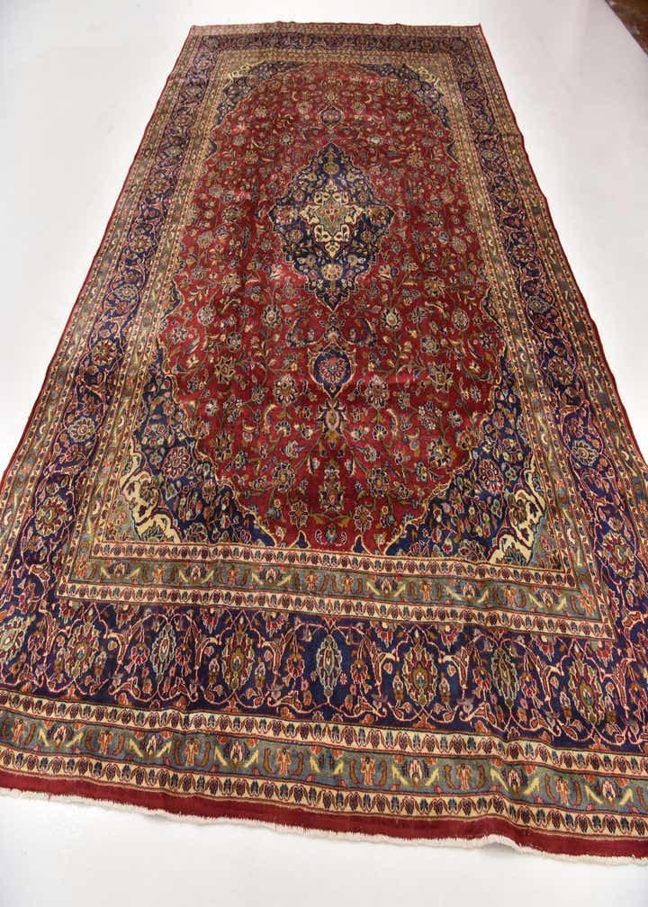 9' 6 x 13' Hand Knotted Kashan Persian Wool Rug