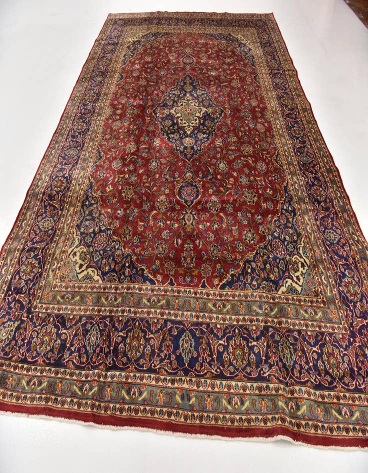 Detail image of 9' 6 x 13' Hand Knotted Kashan Persian Wool Rug
