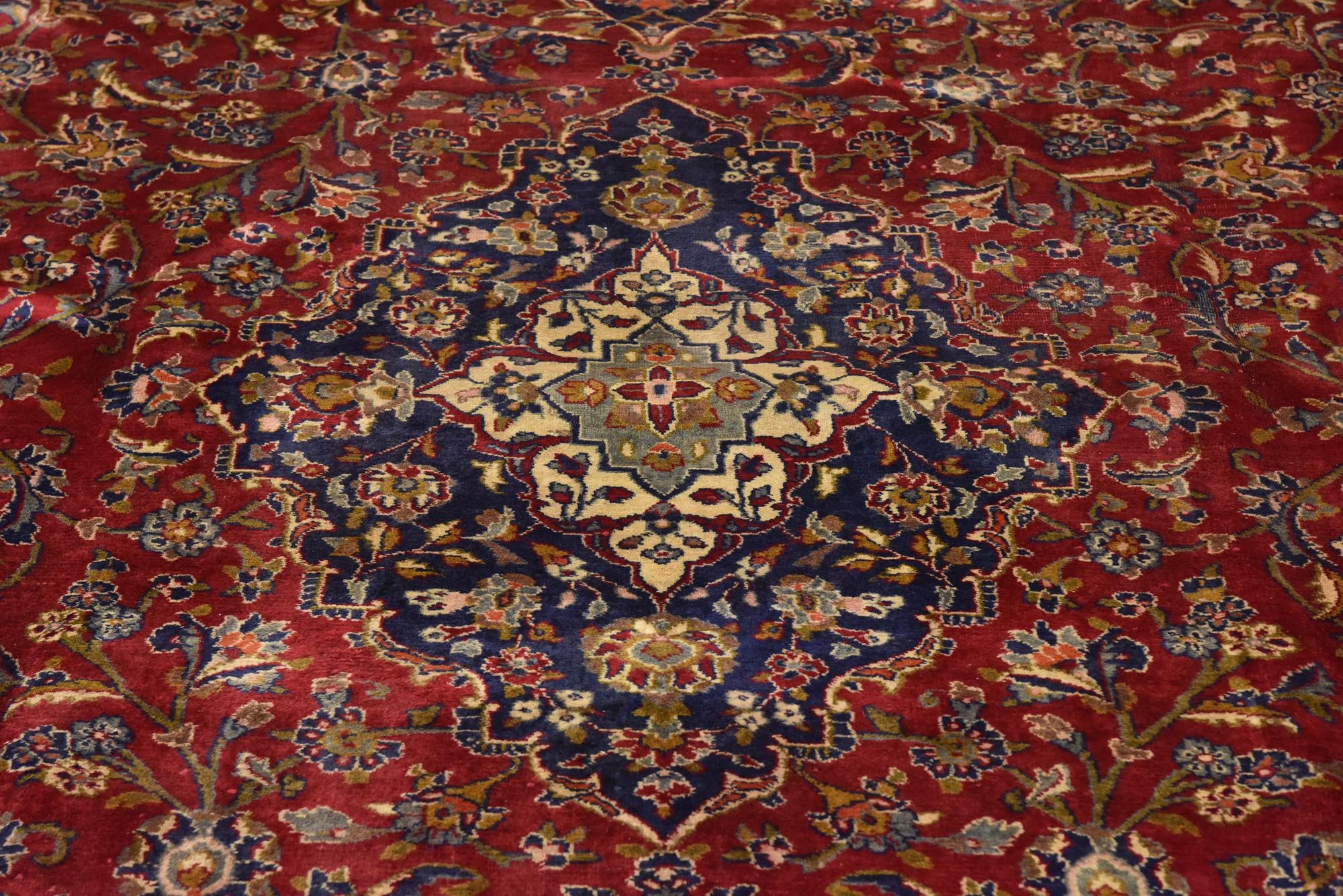 9' 6 x 13' Hand Knotted Kashan Persian Wool Rug