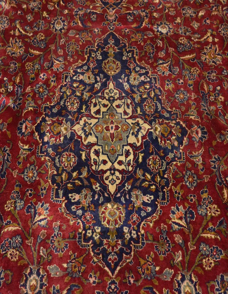Detail image of 9' 6 x 13' Hand Knotted Kashan Persian Wool Rug
