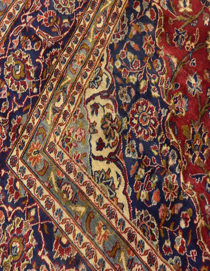 Detail image of 9' 6 x 13' Hand Knotted Kashan Persian Wool Rug