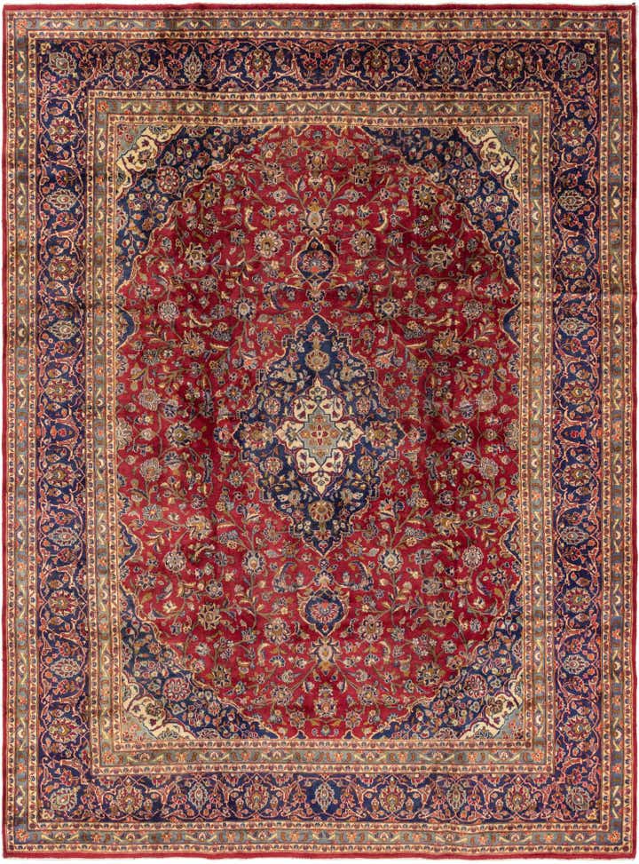 9' 6 x 13' Hand Knotted Kashan Persian Wool Rug