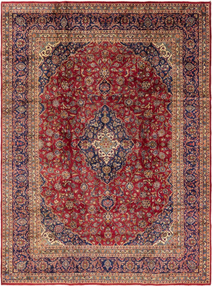 Detail image of 9' 6 x 13' Hand Knotted Kashan Persian Wool Rug