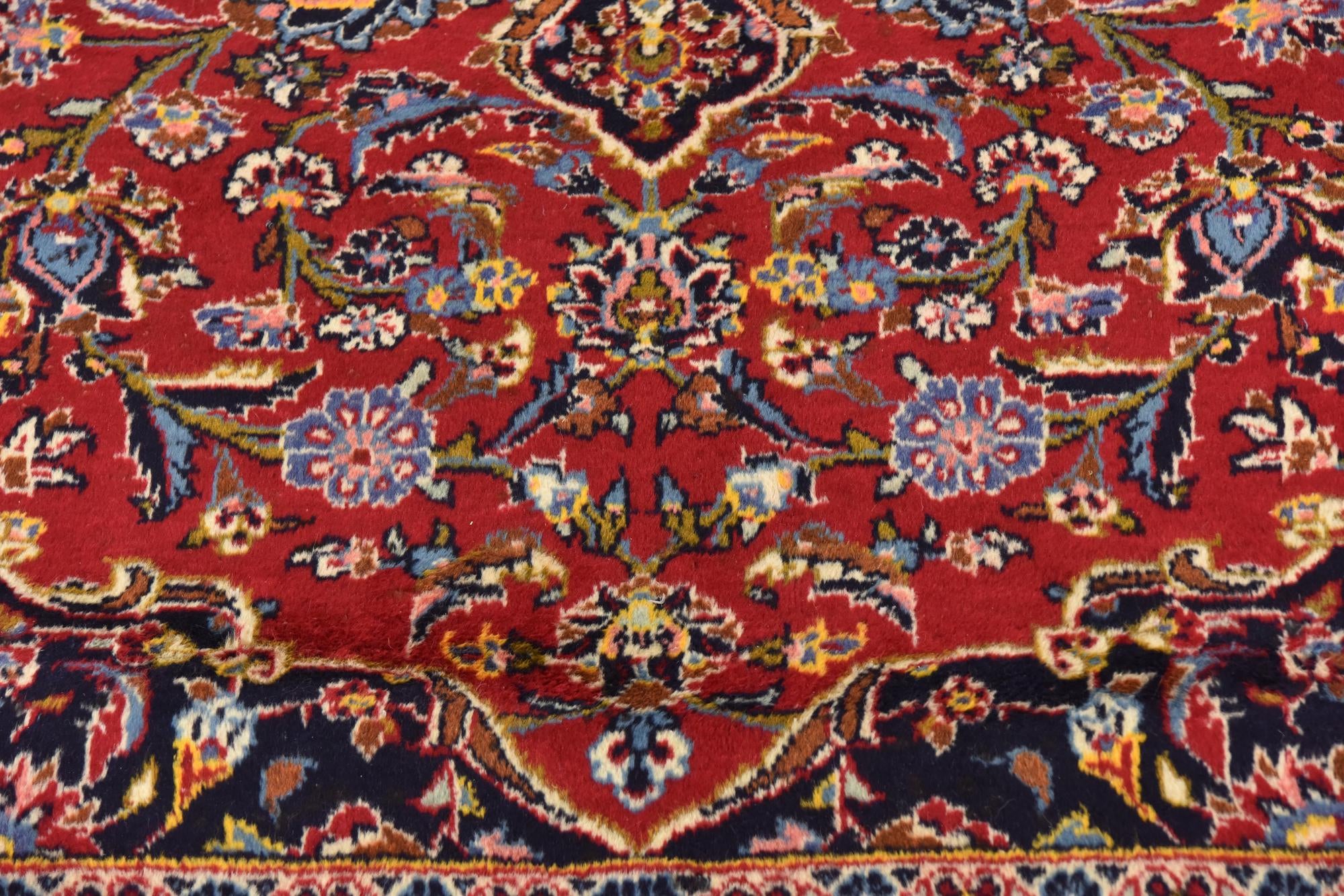 9' 6 x 12' 10 Hand Knotted Kashan Persian Wool Rug