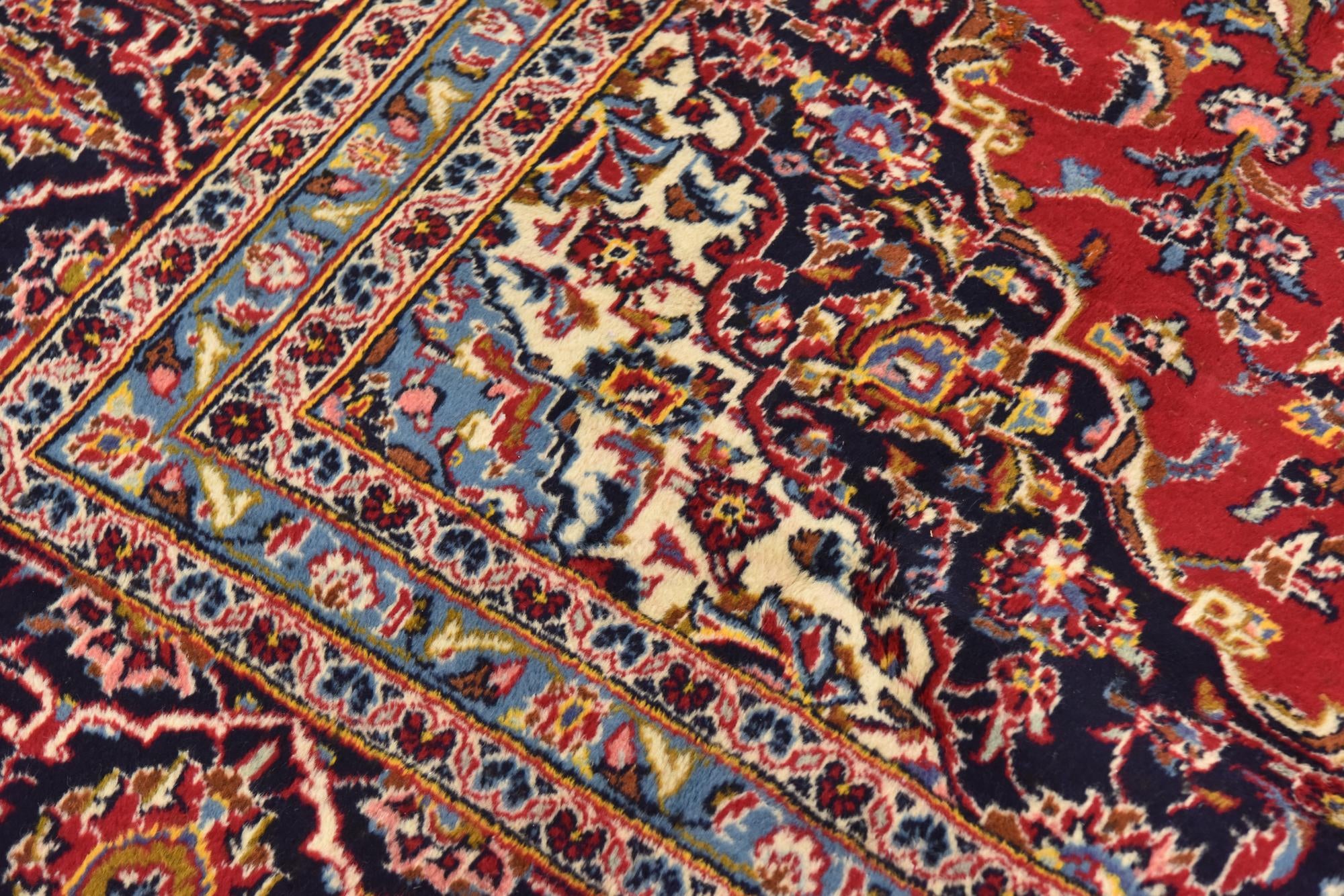 9' 6 x 12' 10 Hand Knotted Kashan Persian Wool Rug