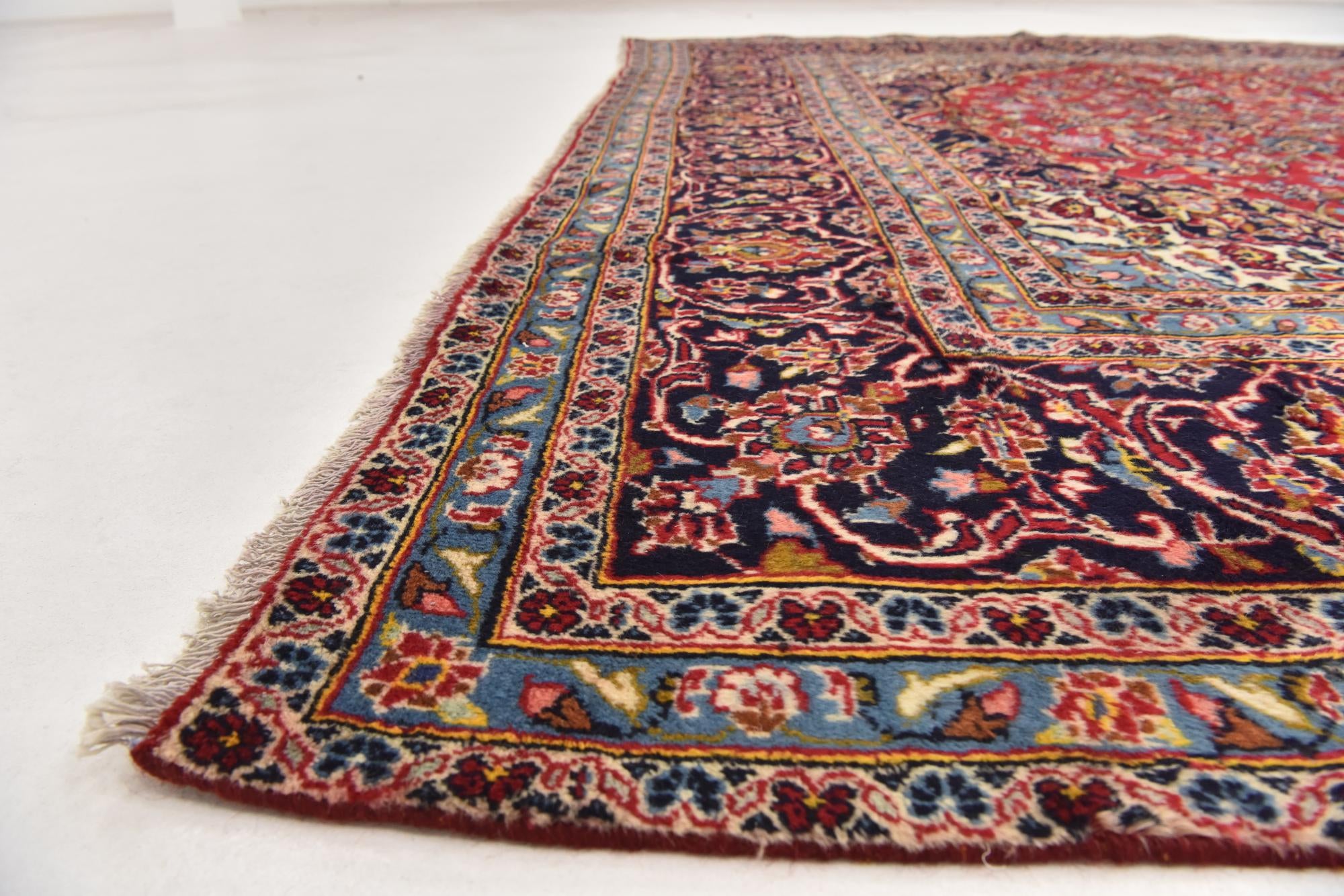 9' 6 x 12' 10 Hand Knotted Kashan Persian Wool Rug