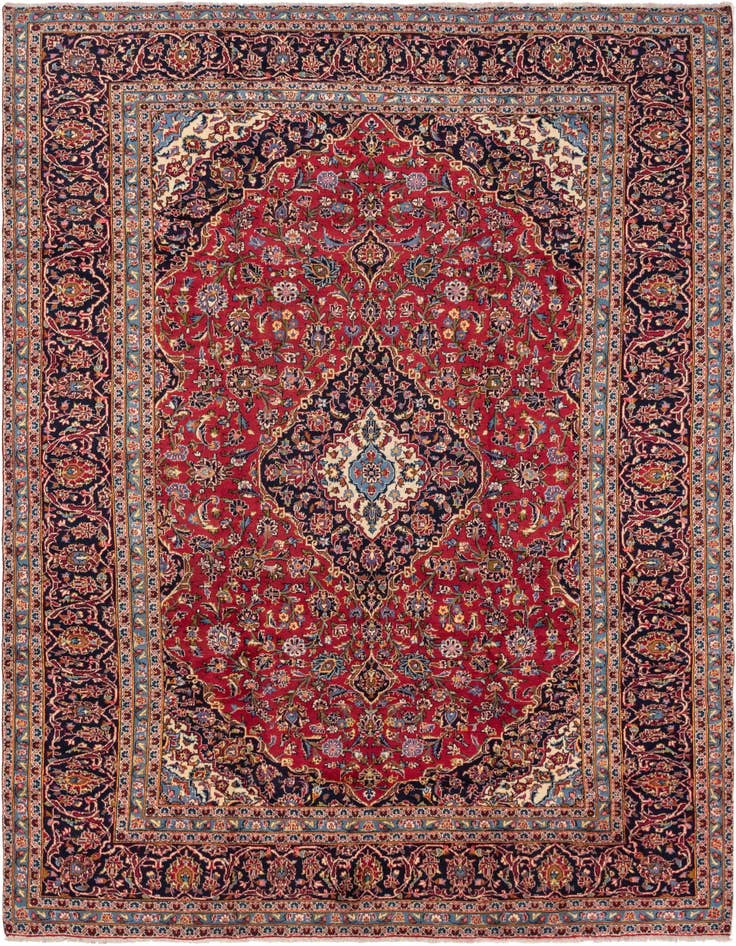 Detail image of 9' 6 x 12' 10 Hand Knotted Kashan Persian Wool Rug
