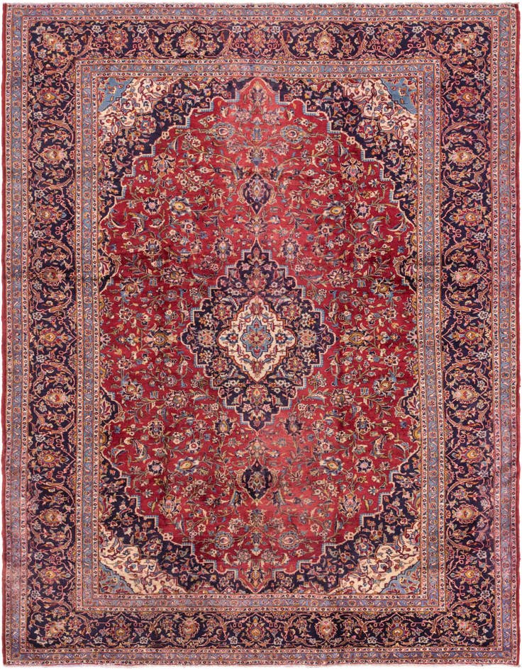 Detail image of 9' 10 x 12' 9 Hand Knotted Kashan Persian Wool Rug