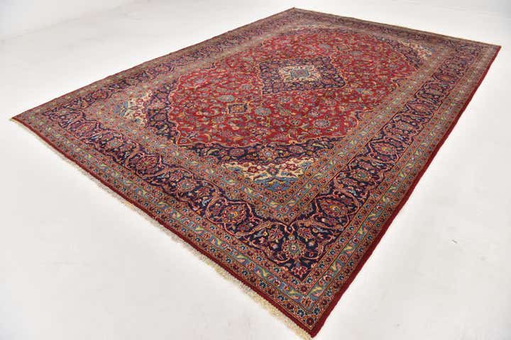 9' 6 x 13' 8 Hand Knotted Kashan Persian Wool Rug