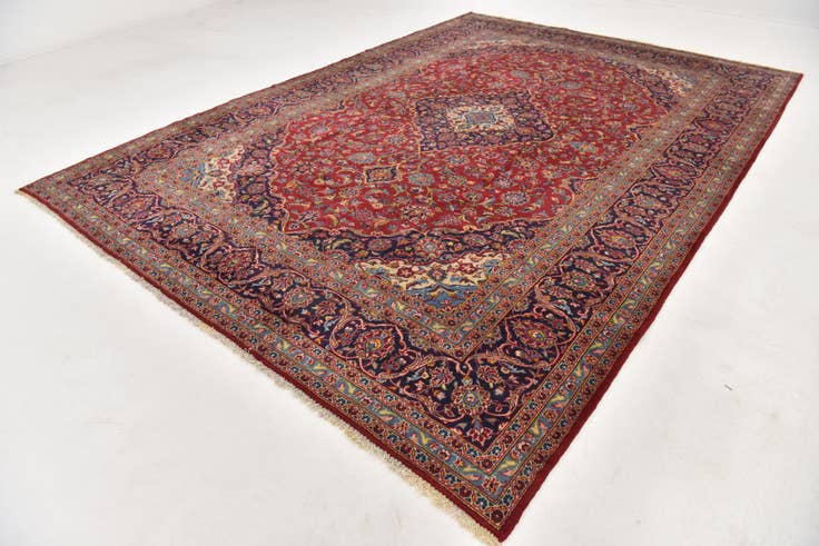 Detail image of 9' 6 x 13' 8 Hand Knotted Kashan Persian Wool Rug