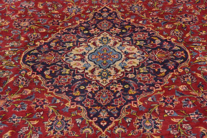9' 6 x 13' 8 Hand Knotted Kashan Persian Wool Rug