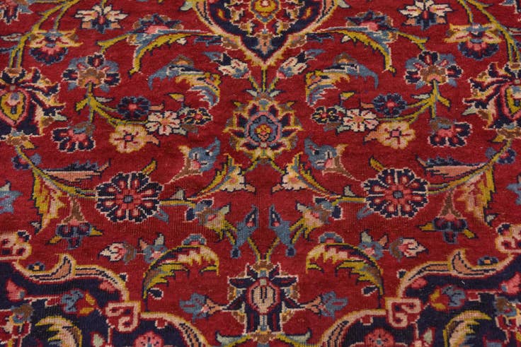 Detail image of 9' 6 x 13' 8 Hand Knotted Kashan Persian Wool Rug