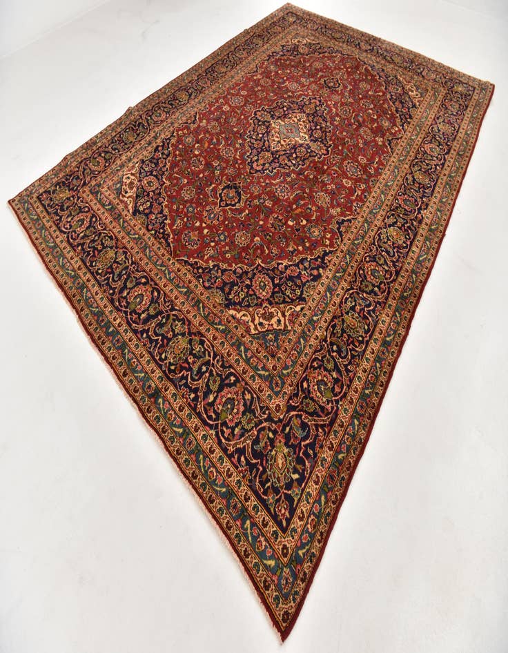 Detail image of 9' 6 x 12' 10 Hand Knotted Kashan Persian Wool Rug