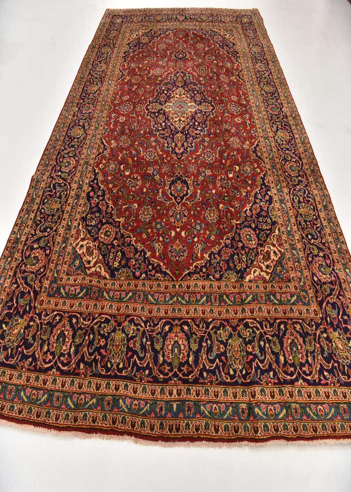 9' 6 x 12' 10 Hand Knotted Kashan Persian Wool Rug
