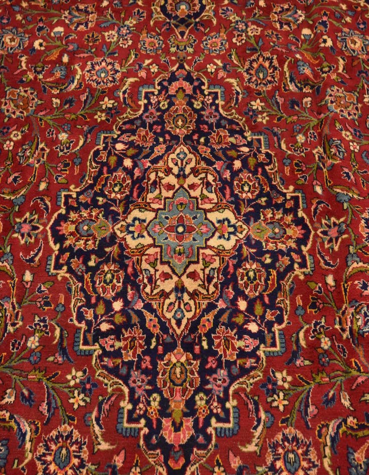 Detail image of 9' 6 x 12' 10 Hand Knotted Kashan Persian Wool Rug
