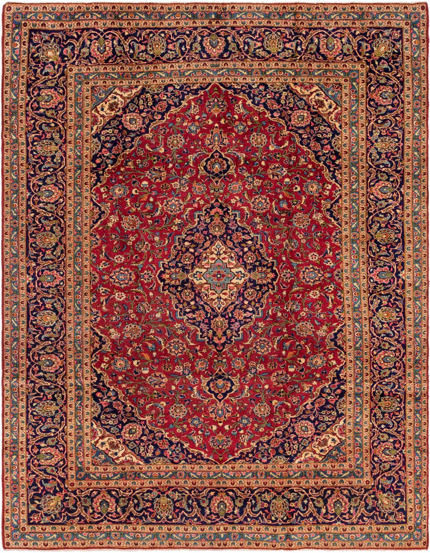 9' 6 x 12' 10 Hand Knotted Kashan Persian Wool Rug