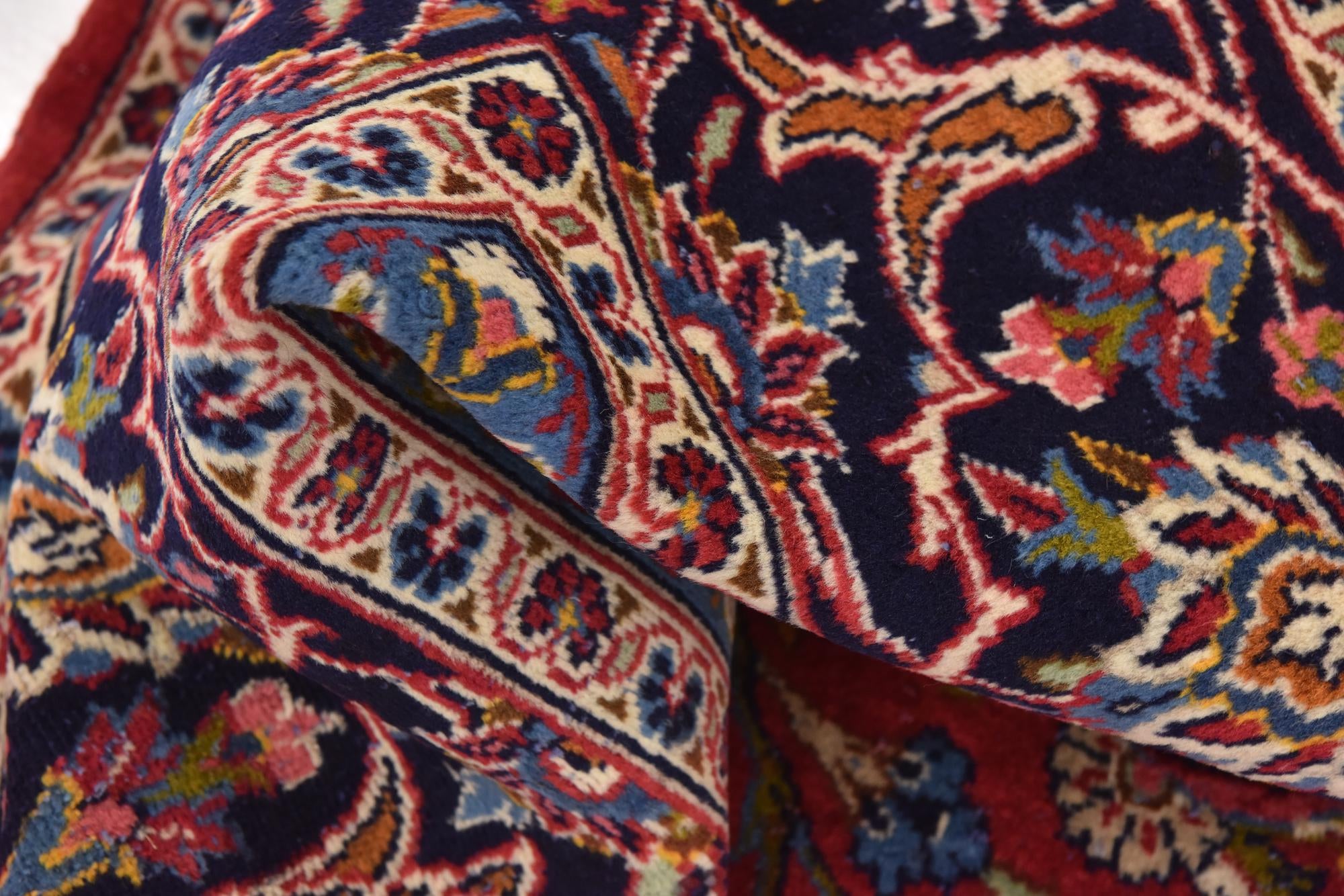 9' 7 x 12' 10 Hand Knotted Kashan Persian Wool Rug