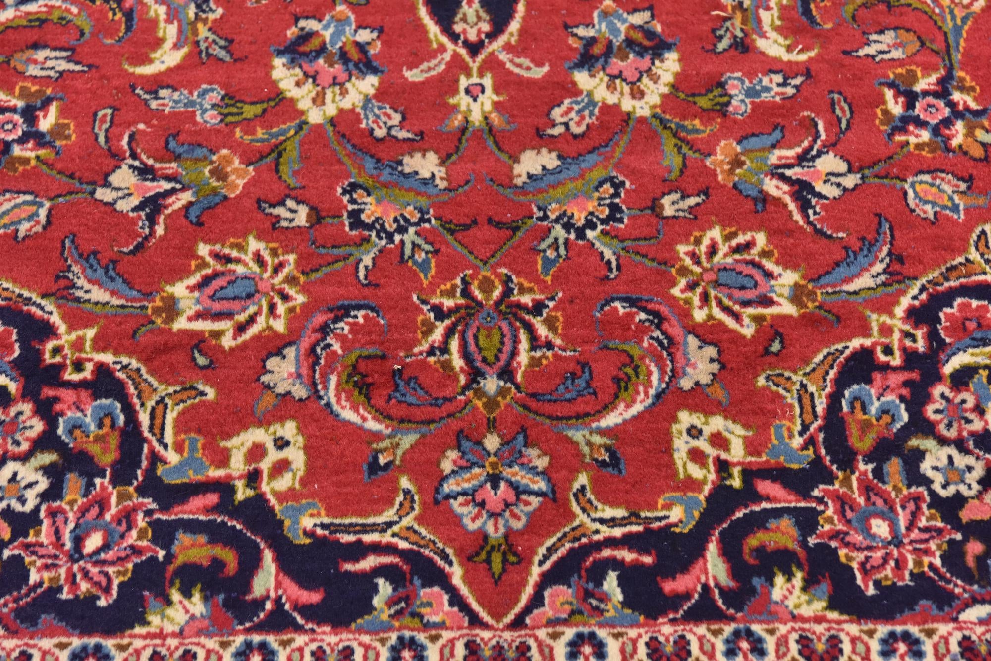 9' 7 x 12' 10 Hand Knotted Kashan Persian Wool Rug