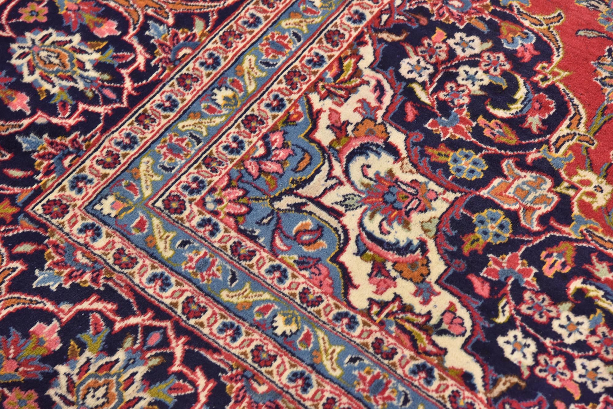 9' 7 x 12' 10 Hand Knotted Kashan Persian Wool Rug