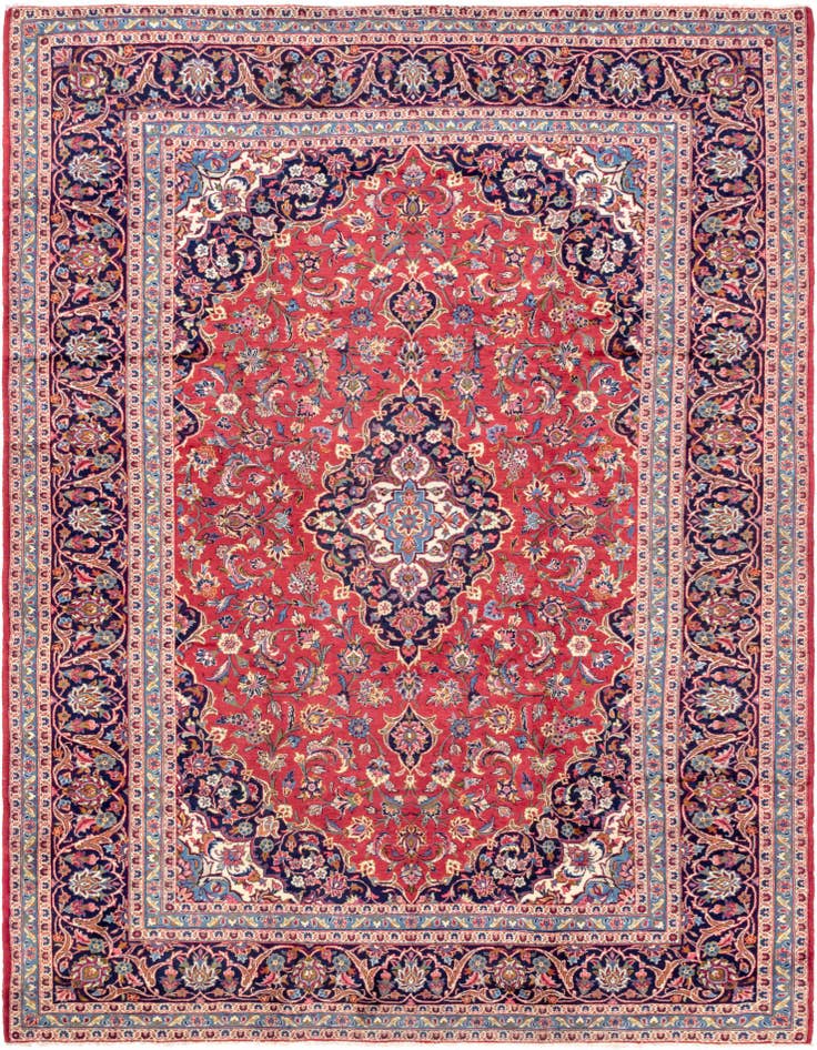 Detail image of 9' 7 x 12' 10 Hand Knotted Kashan Persian Wool Rug