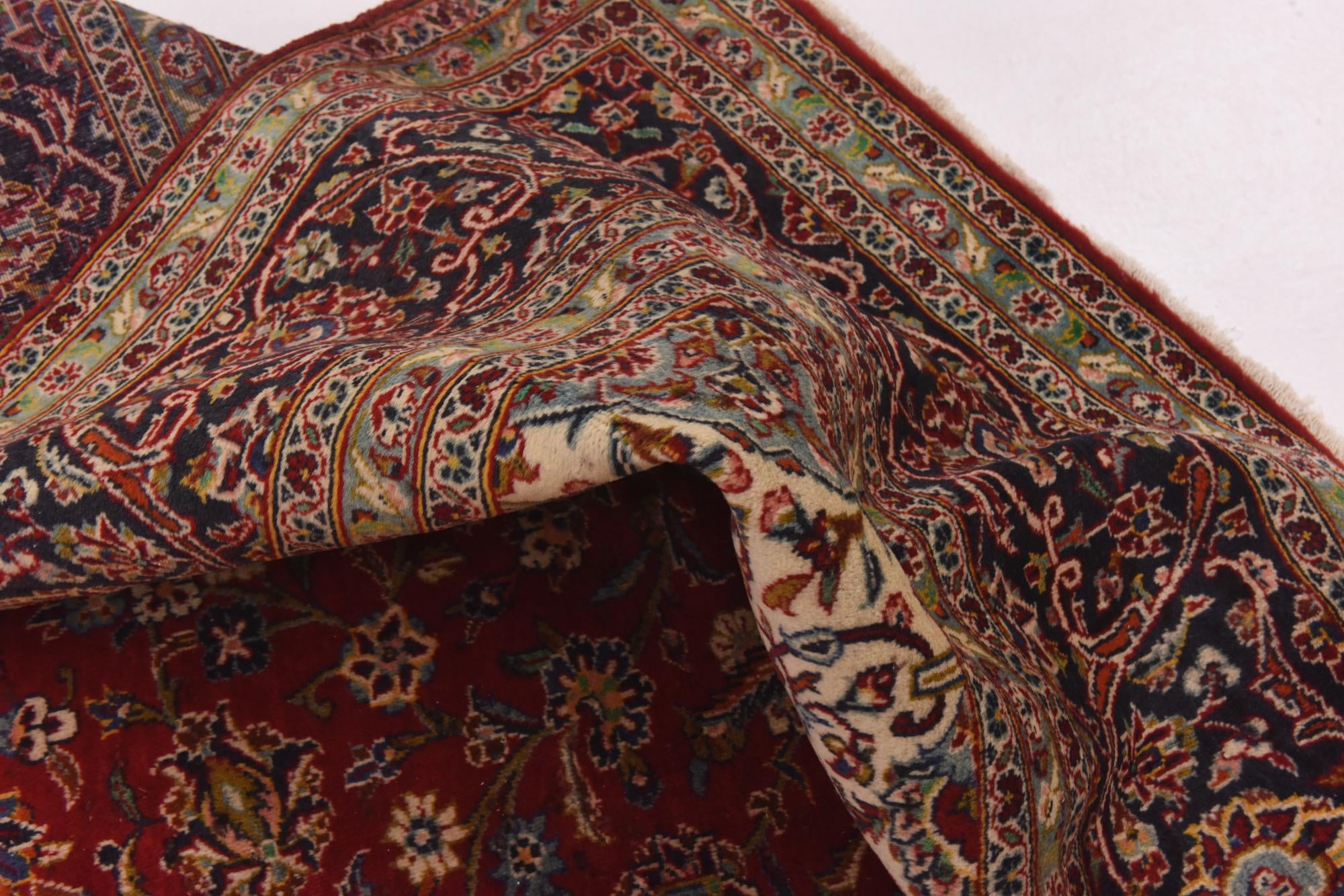 9' 8 x 13' Hand Knotted Kashan Persian Wool Rug