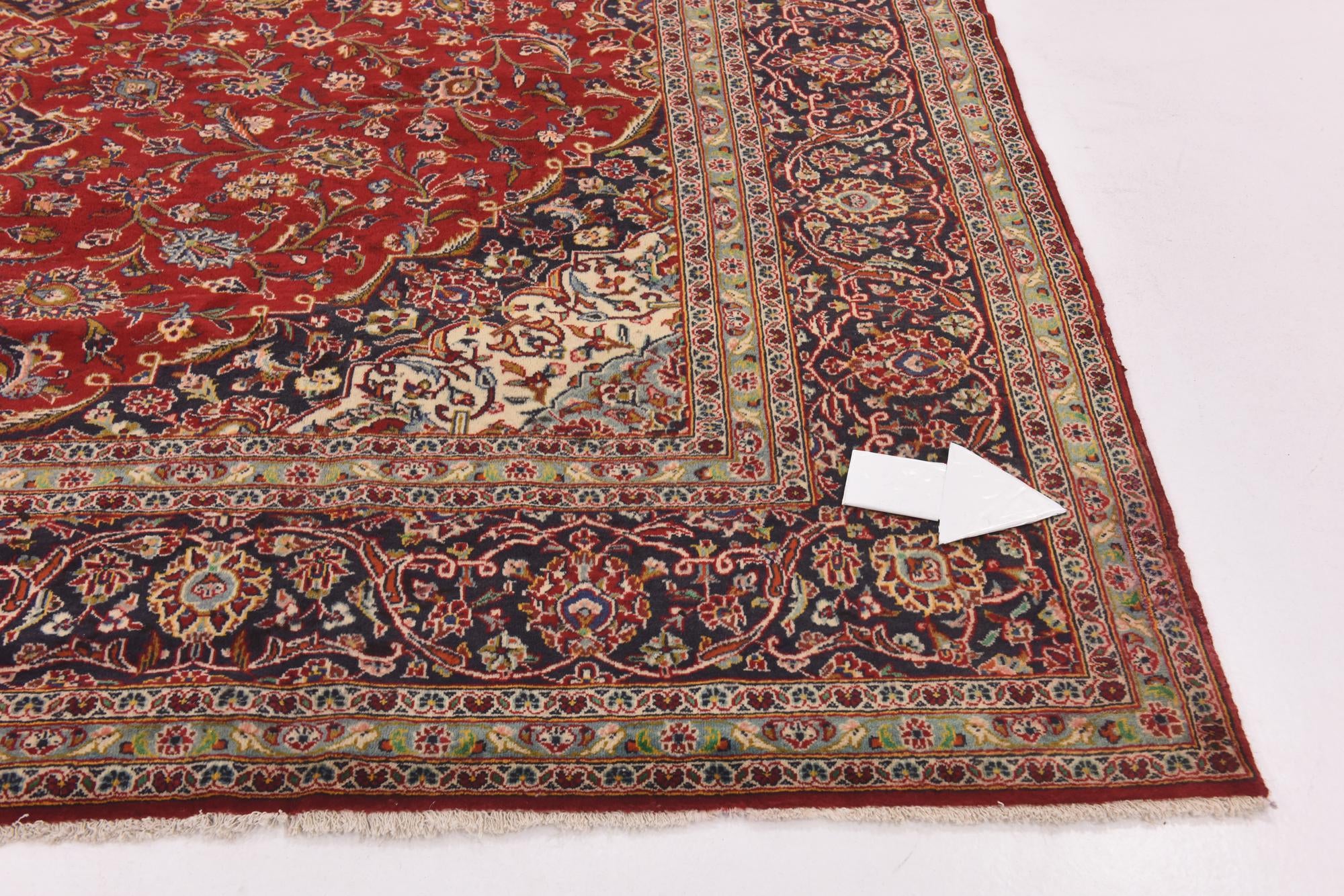 9' 8 x 13' Hand Knotted Kashan Persian Wool Rug