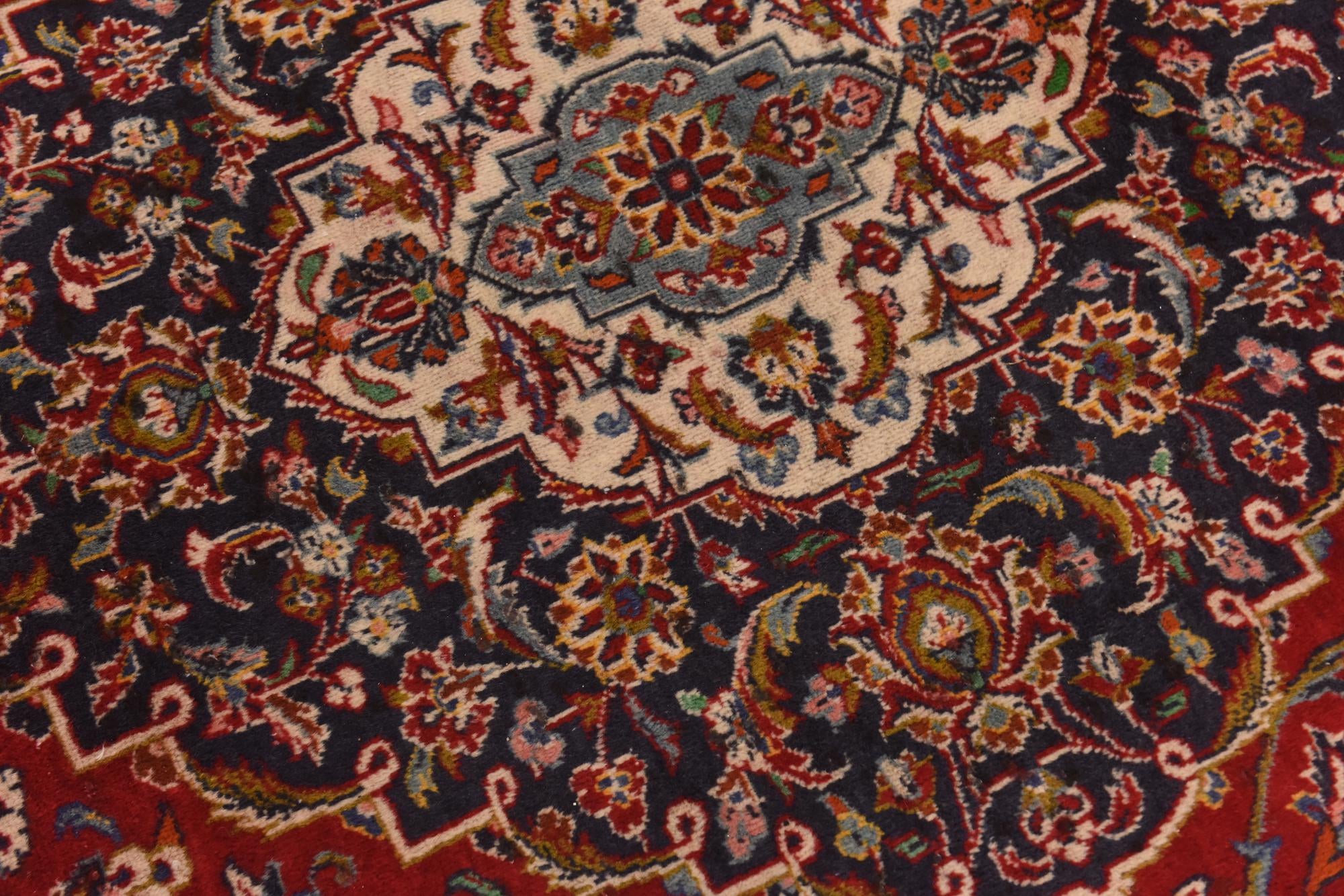 9' 8 x 13' Hand Knotted Kashan Persian Wool Rug