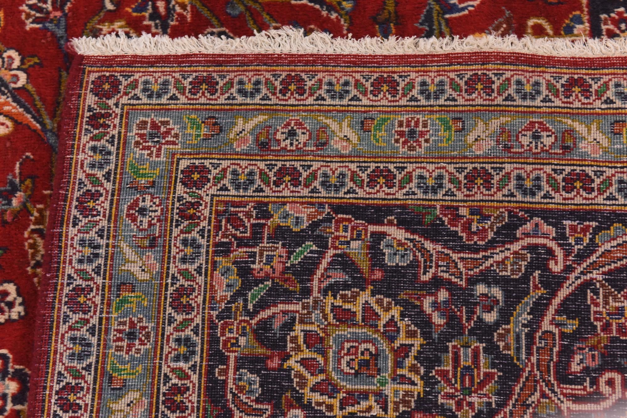 9' 8 x 13' Hand Knotted Kashan Persian Wool Rug