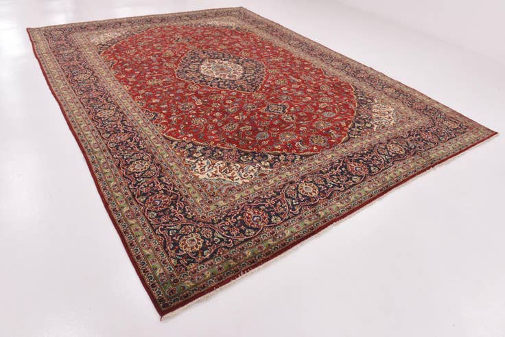 Detail image of 9' 8 x 13' Hand Knotted Kashan Persian Wool Rug
