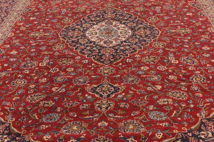 9' 8 x 13' Hand Knotted Kashan Persian Wool Rug